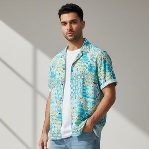 VATPAVE Mens Floral Hawaiian Shirts Short Sleeve Button Down Beach Shirt XXL